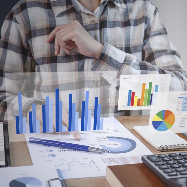 Person looking at the graphs