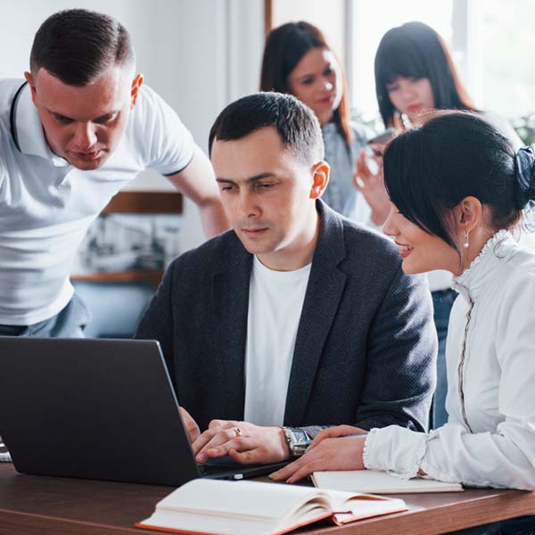 Team working dedicatedly on a project