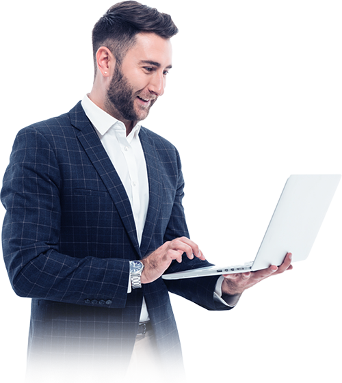 Man Holding Laptop